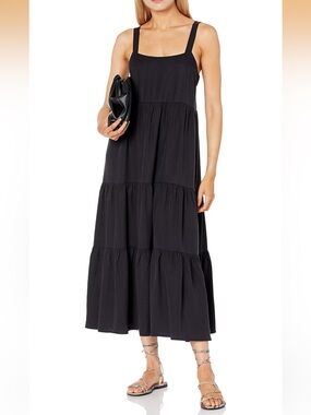 Amazon The Drop Britt Tiered Maxi Dress Black Size Small
